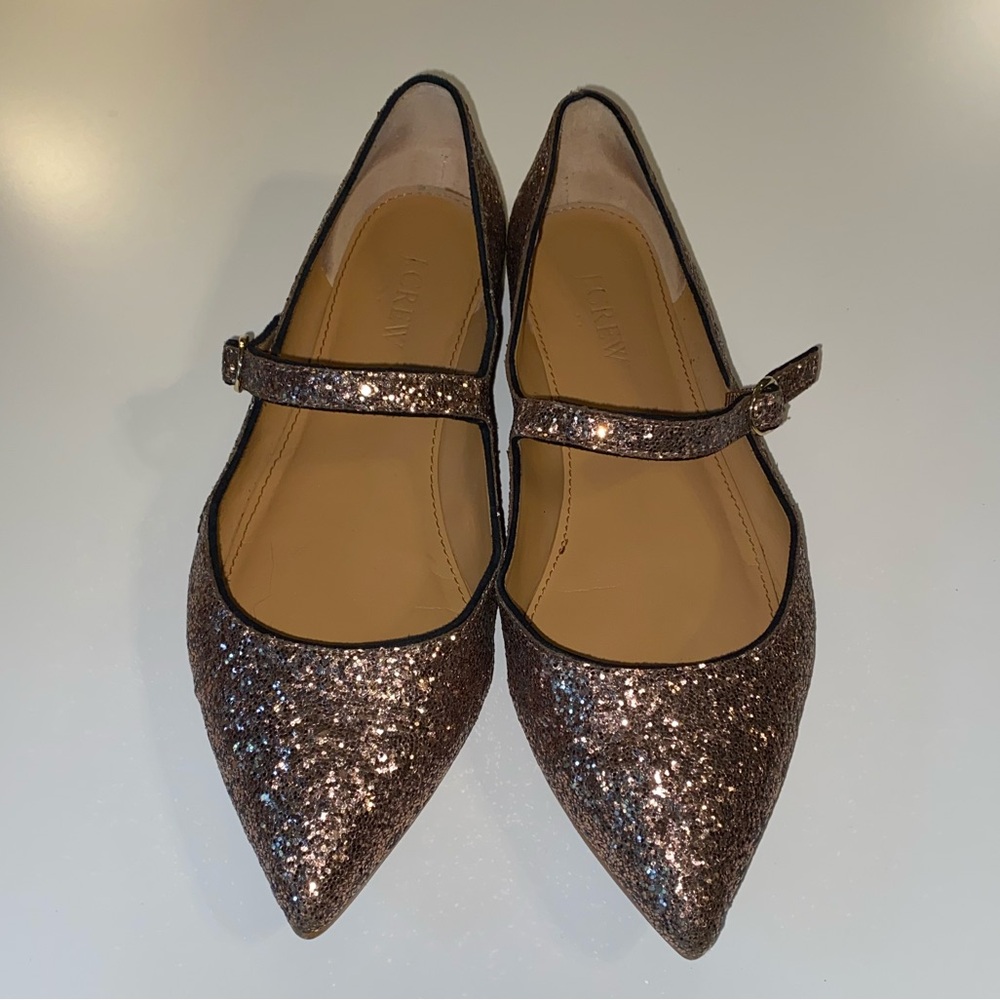 J. Crew Bronze Sparkle Mary Janes